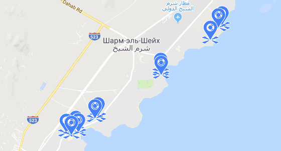 Карта 3Д-туров по отелям Шарм-Эль-Шейх(Египет)